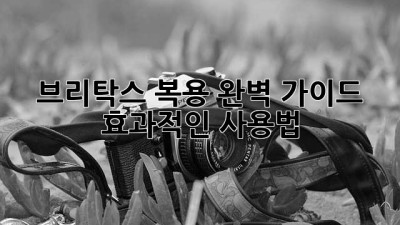 브리탁스 복용 완벽 가이드: 효과적인 사용법